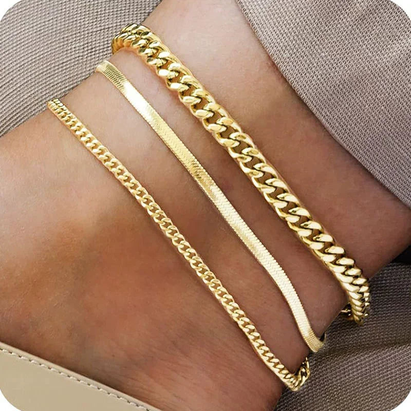 14K Gold Plated Waterproof Chain Anklet