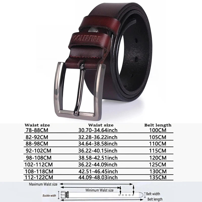 Men's Cowhide Leather Jeans Belt