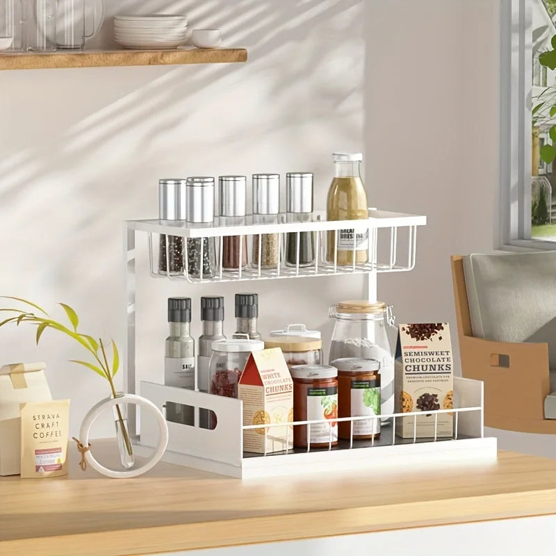 2-Tier Pull-Out Storage Shelf