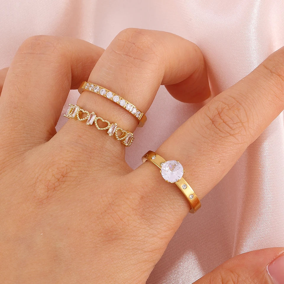 💍 Yupsk Geometric Zircon Ring Set