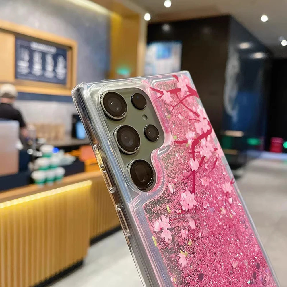 💎 Glitter Liquid Flower Case