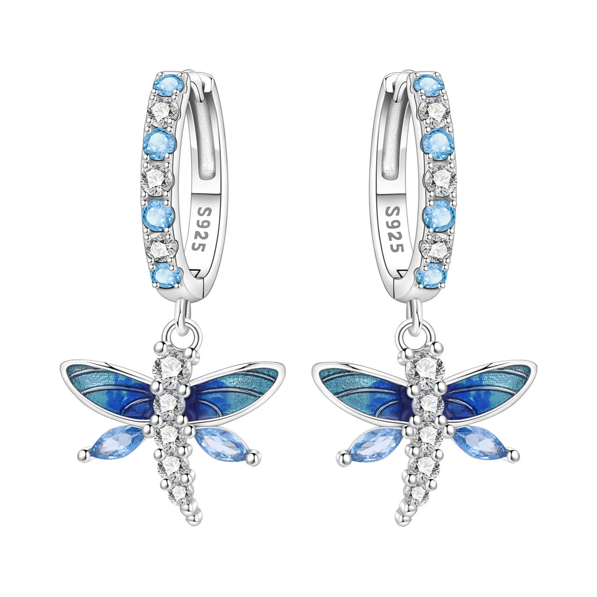 925 Silver Purple Butterfly Drop Earrings