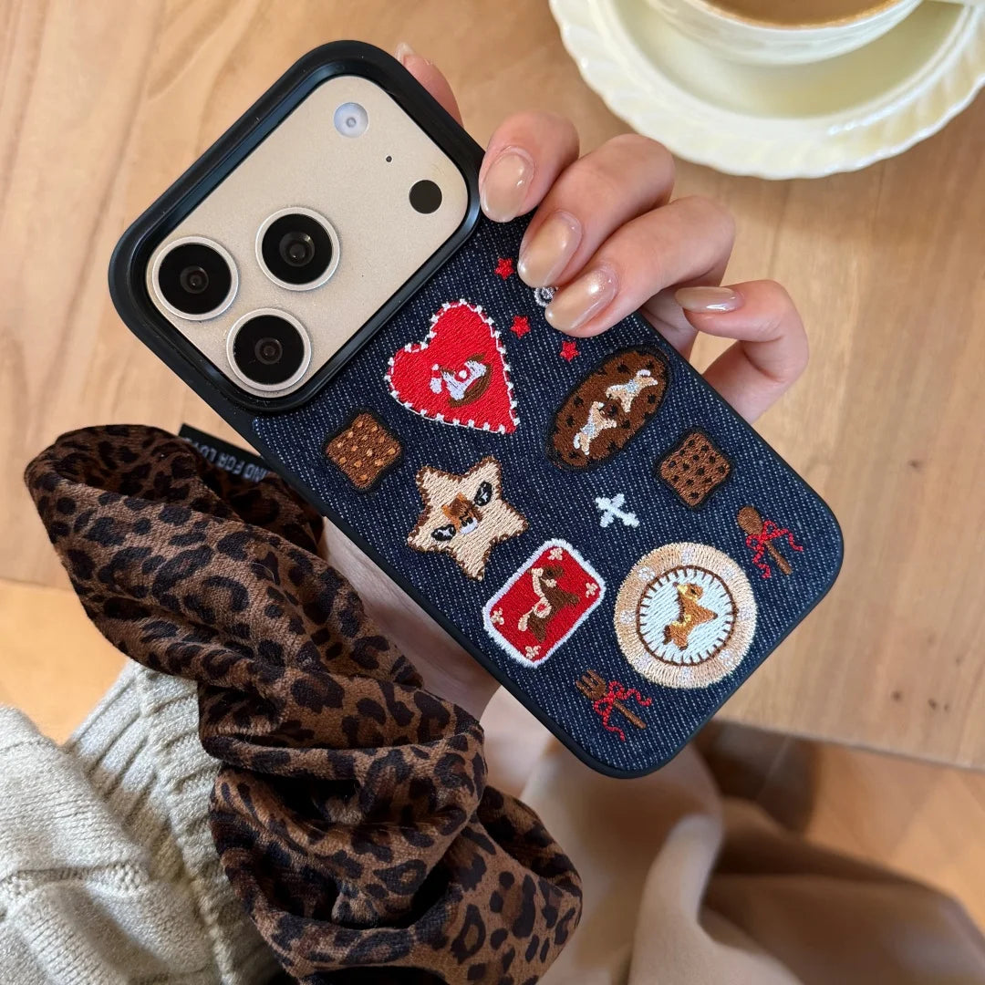 Embroidered Denim iPhone Case