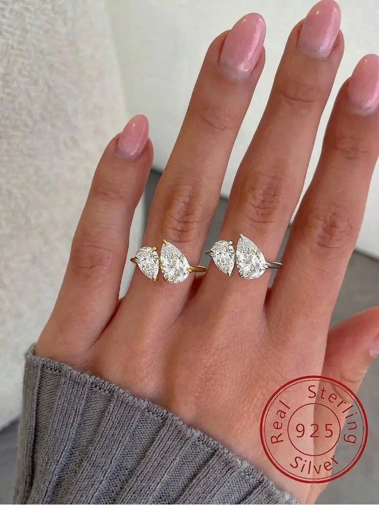 💧 Sparkling Water Drop CZ Ring