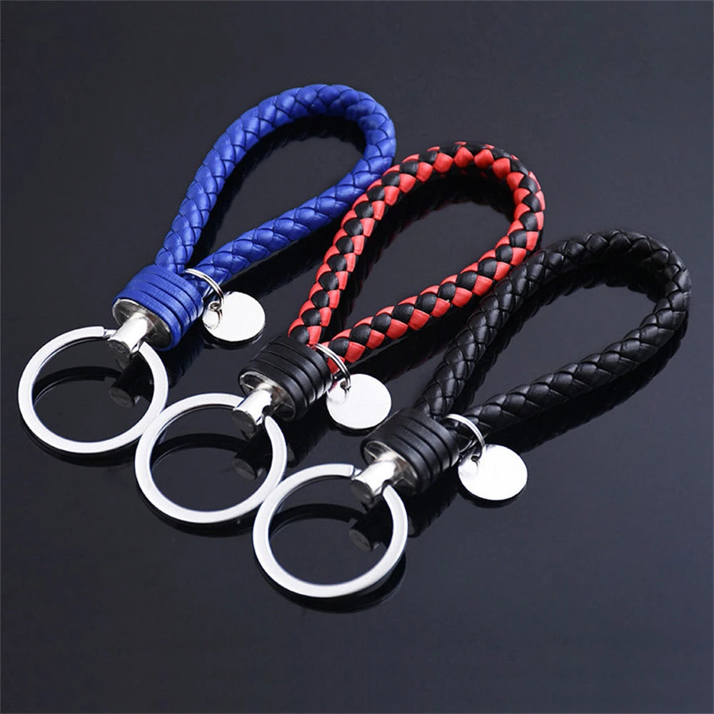 Braided Leather Rope Keychain