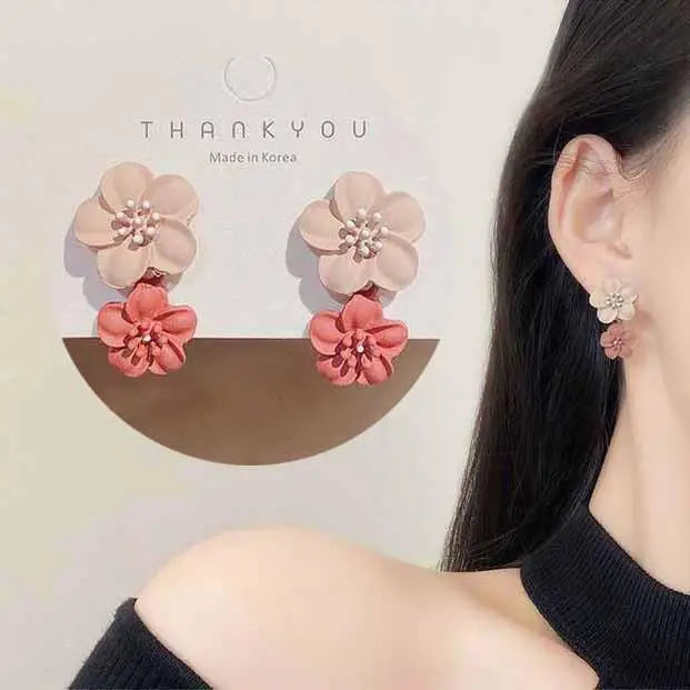 Colorful Enamel Big Flower Earrings