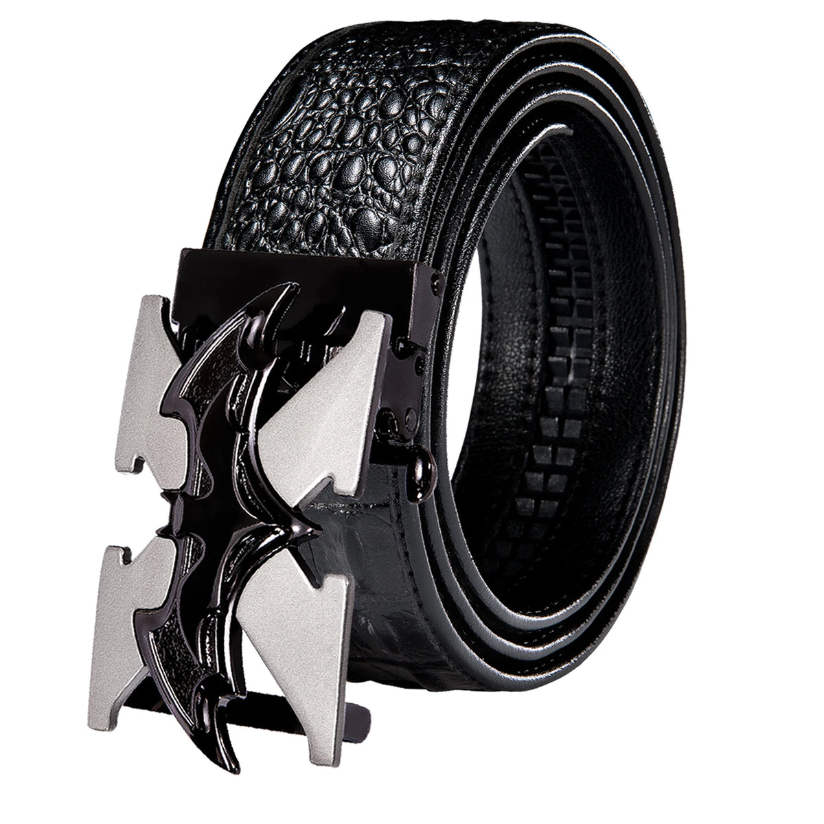 Men's Crocodile Leather Belt with Gold Buckle