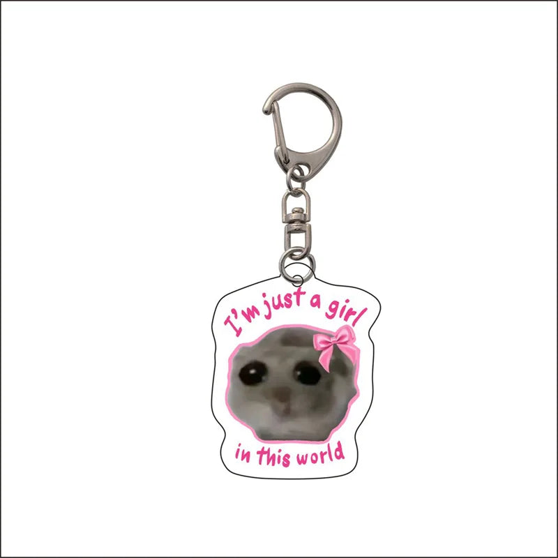 Crying Hamster Meme Keychain