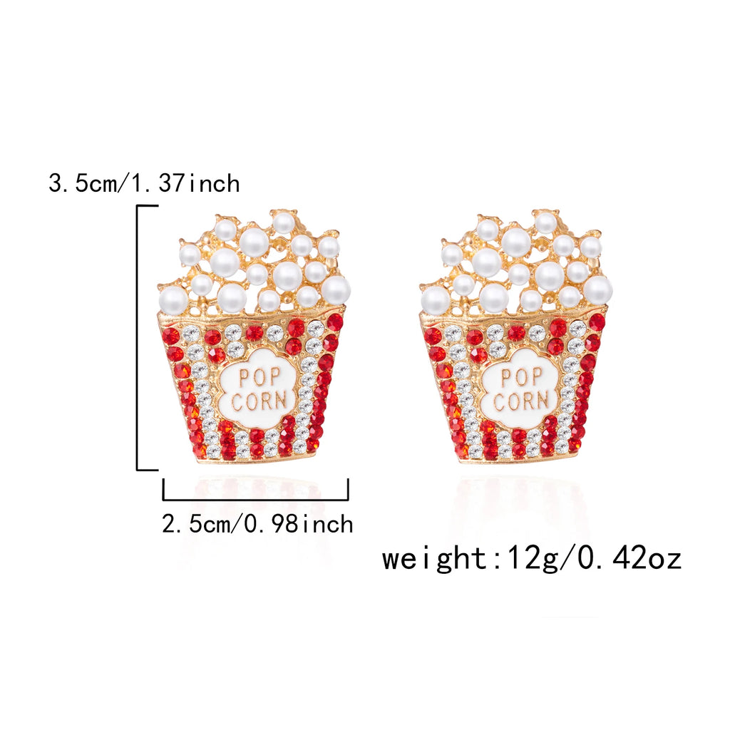 Popcorn Rhinestone Pearl Statement Earrings
