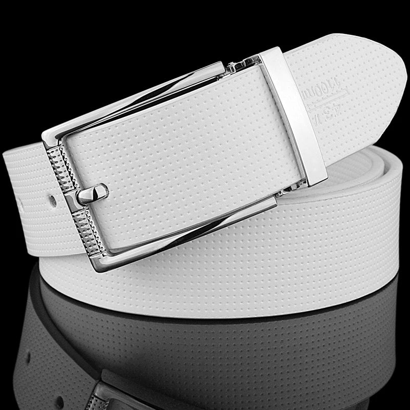White Leather Pin Buckle Belt