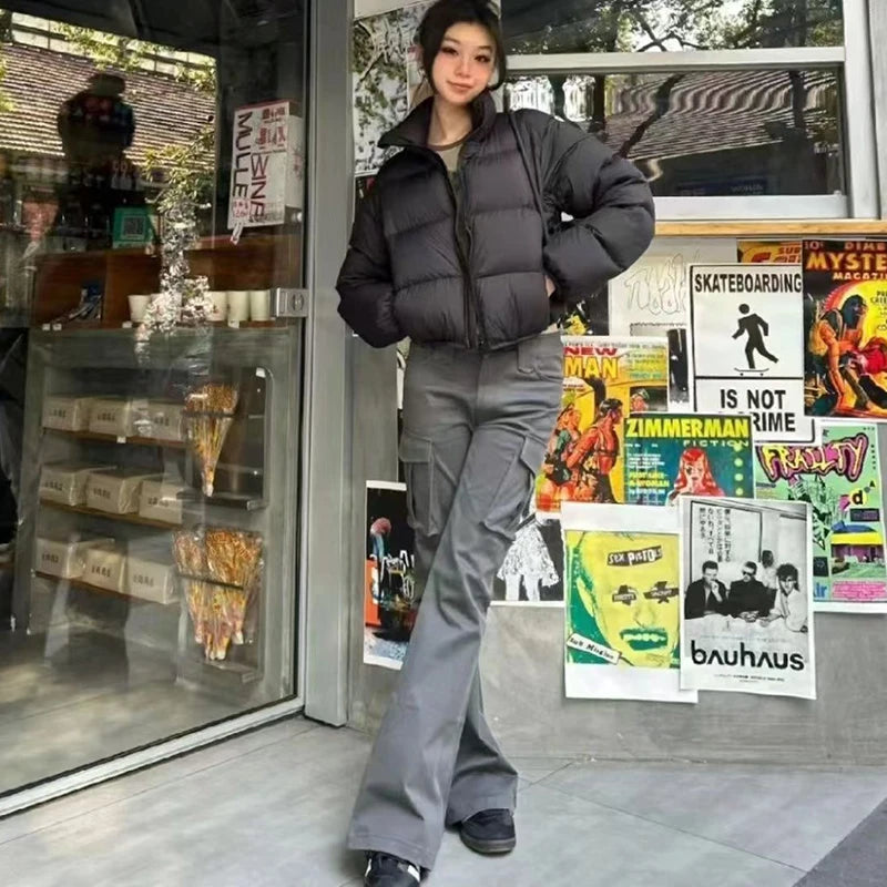 Women's Cropped Stand Collar Puffer Jacket