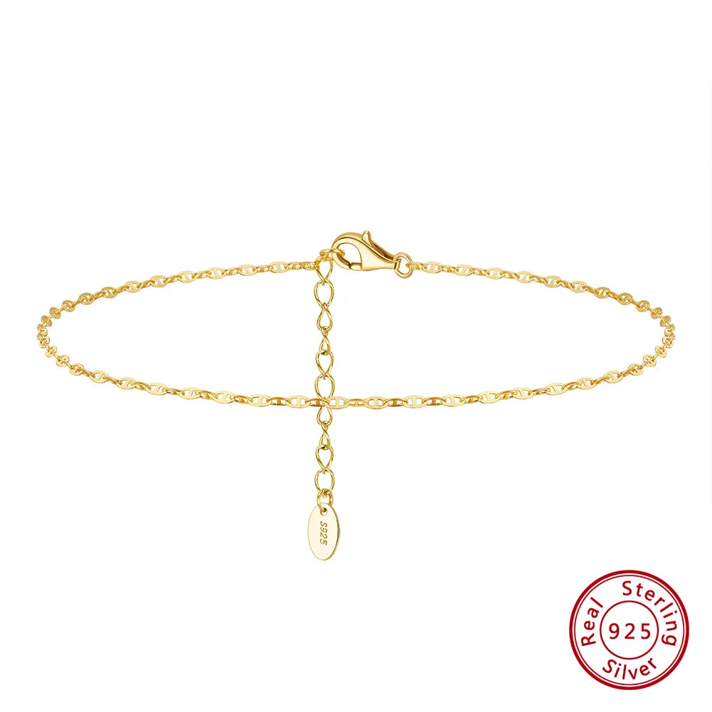 14K Gold 925 Silver Cuban Anklet