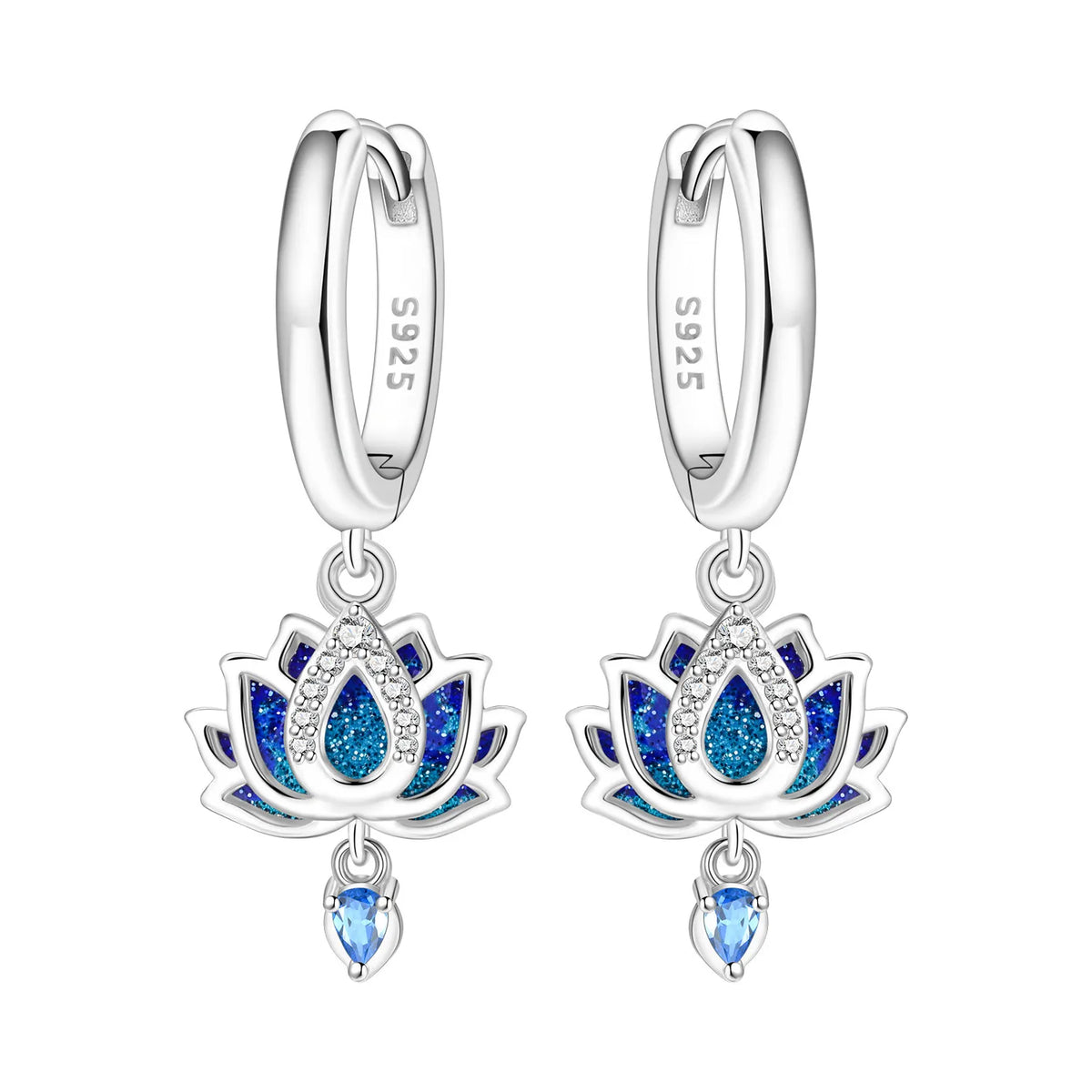 925 Silver Purple Hydrangea Earrings