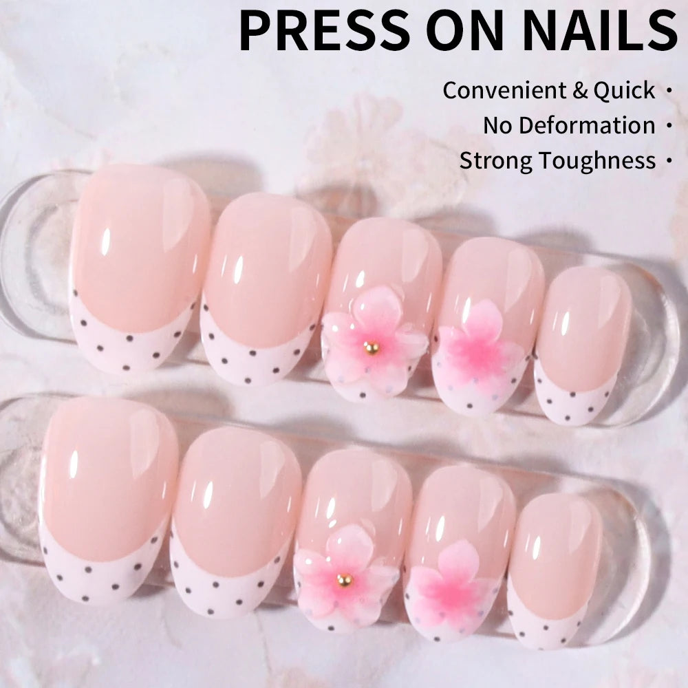 24-Piece 3D Flower Press-On Nails
