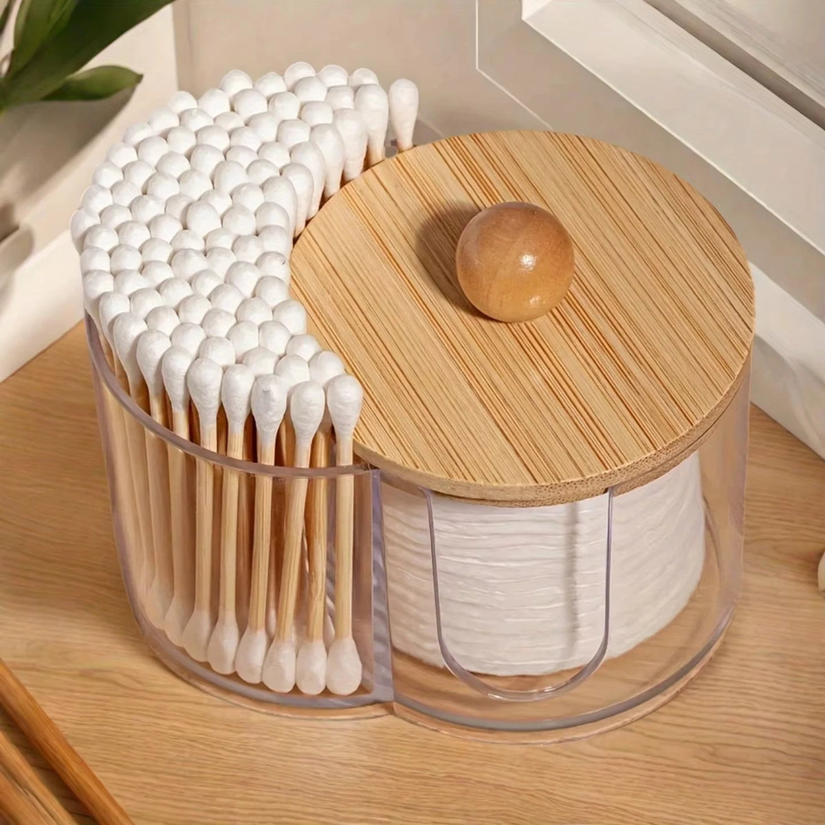Clear Cotton Swab & Ball Organizer