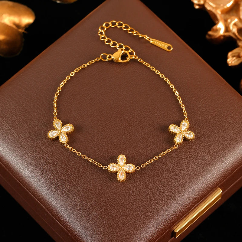 🌸 GANEMLY Flower Zircon Jewelry Set