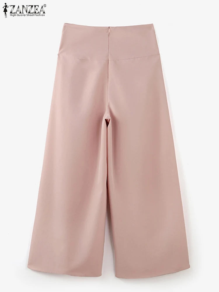 High Waist Pleated Office Trousers