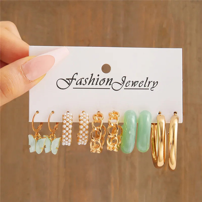 Earrings Set Butterfly Acrylic