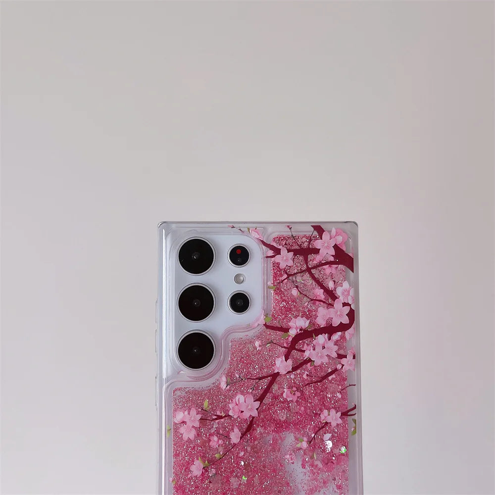 💎 Glitter Liquid Flower Case