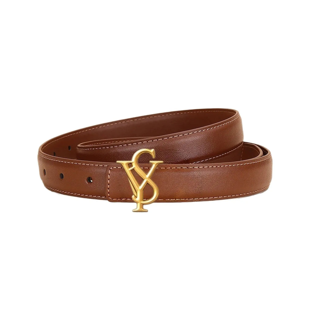 Women's Leather Belt with Alloy Buckle