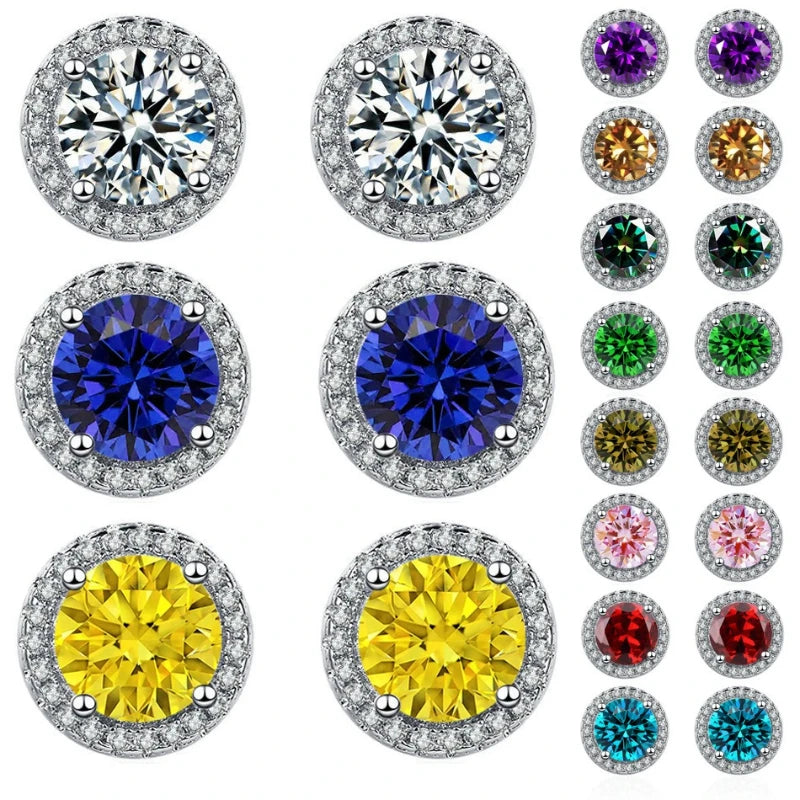 925 Silver Colored Zircon Stud Earrings