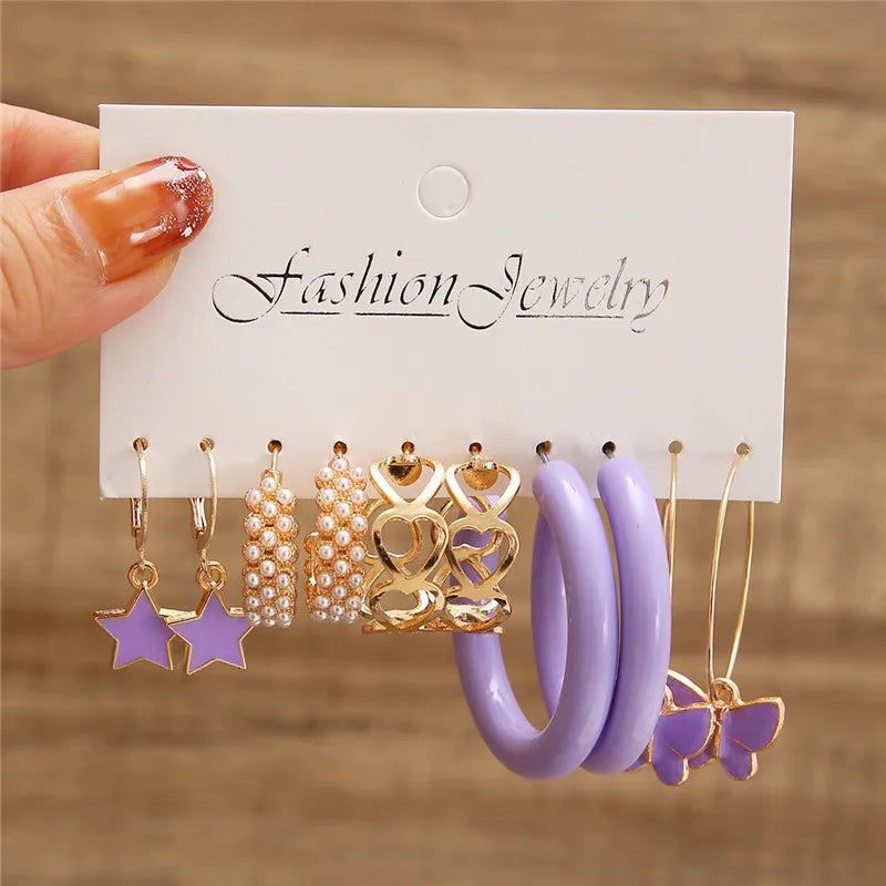 Earrings Set Butterfly Acrylic