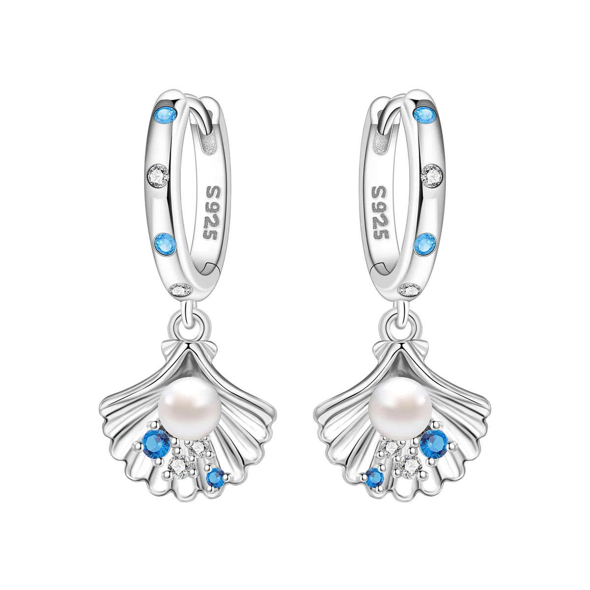 925 Silver Blue Betta Fish Earrings