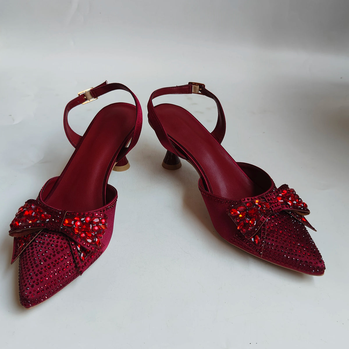 Burgundy Rhinestone Heels & Clutch Set