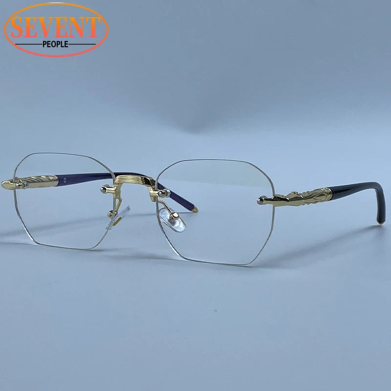 Men's Steampunk Rimless Polygon Sunglasses