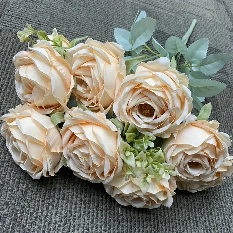 9-Head Artificial Rose Bouquet