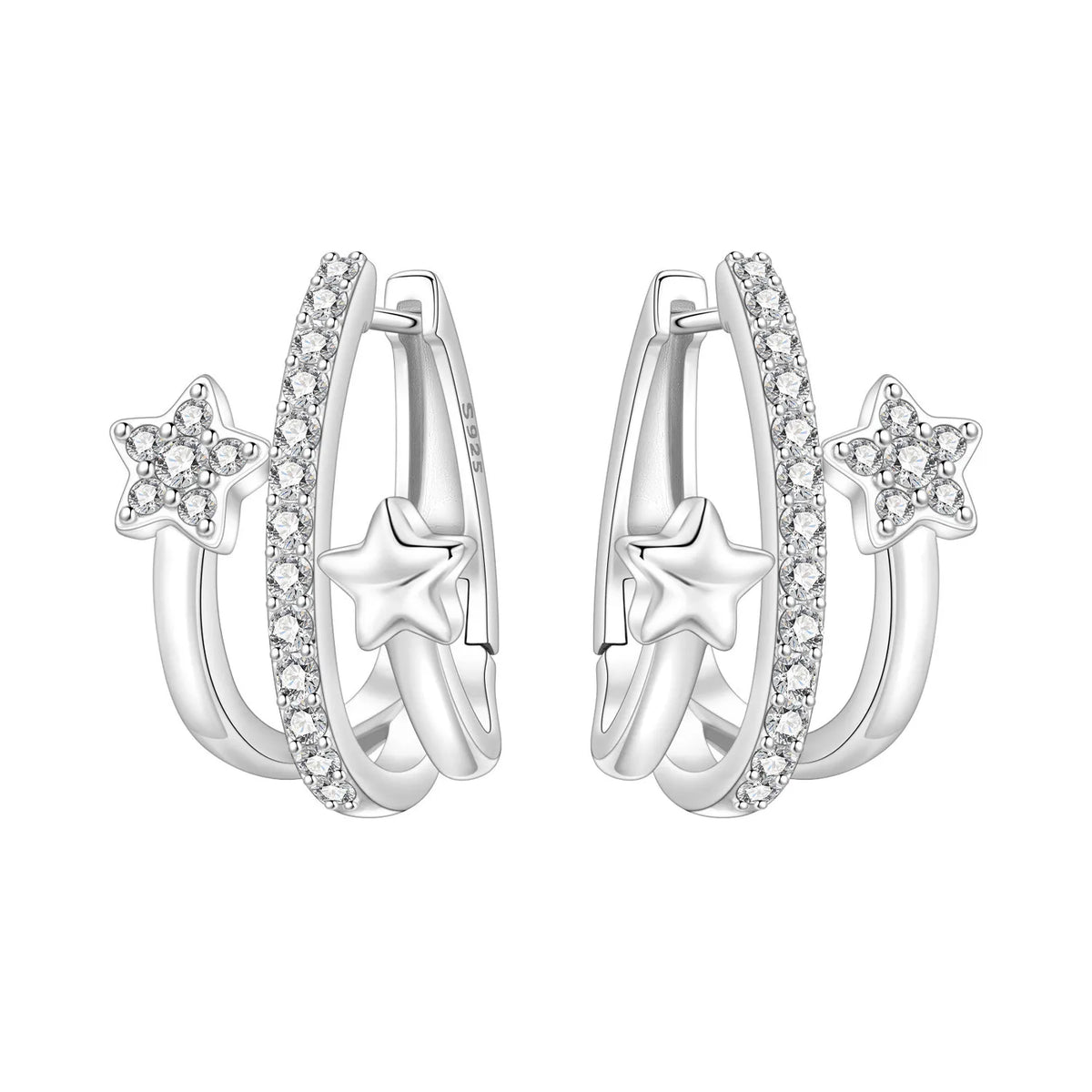 925 Silver Blue Star River Hoop Earrings