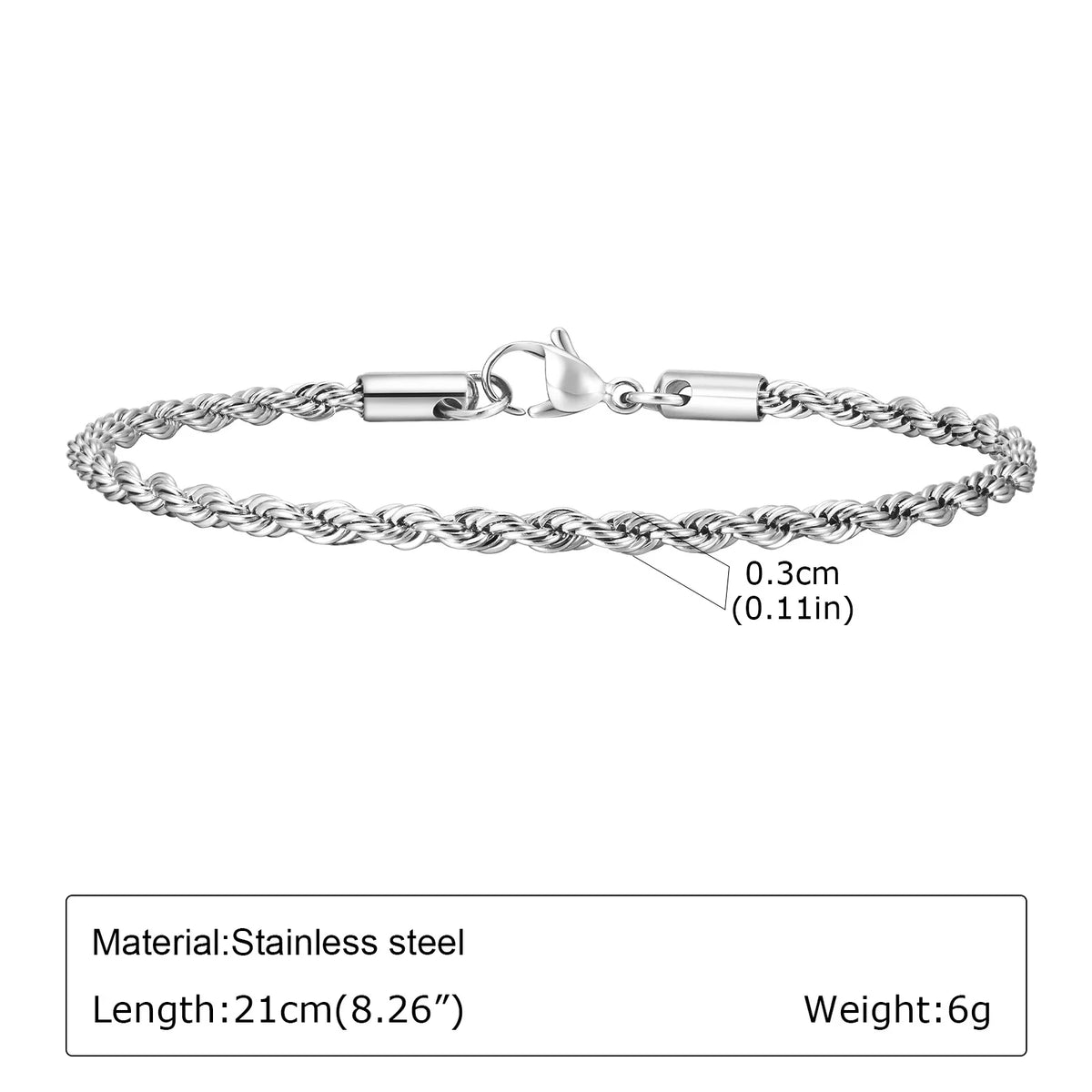 Men's Silver Stainless Steel Chain Bracelet