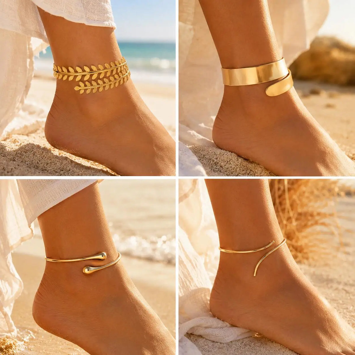 Gold Plated Open Cuff Anklet