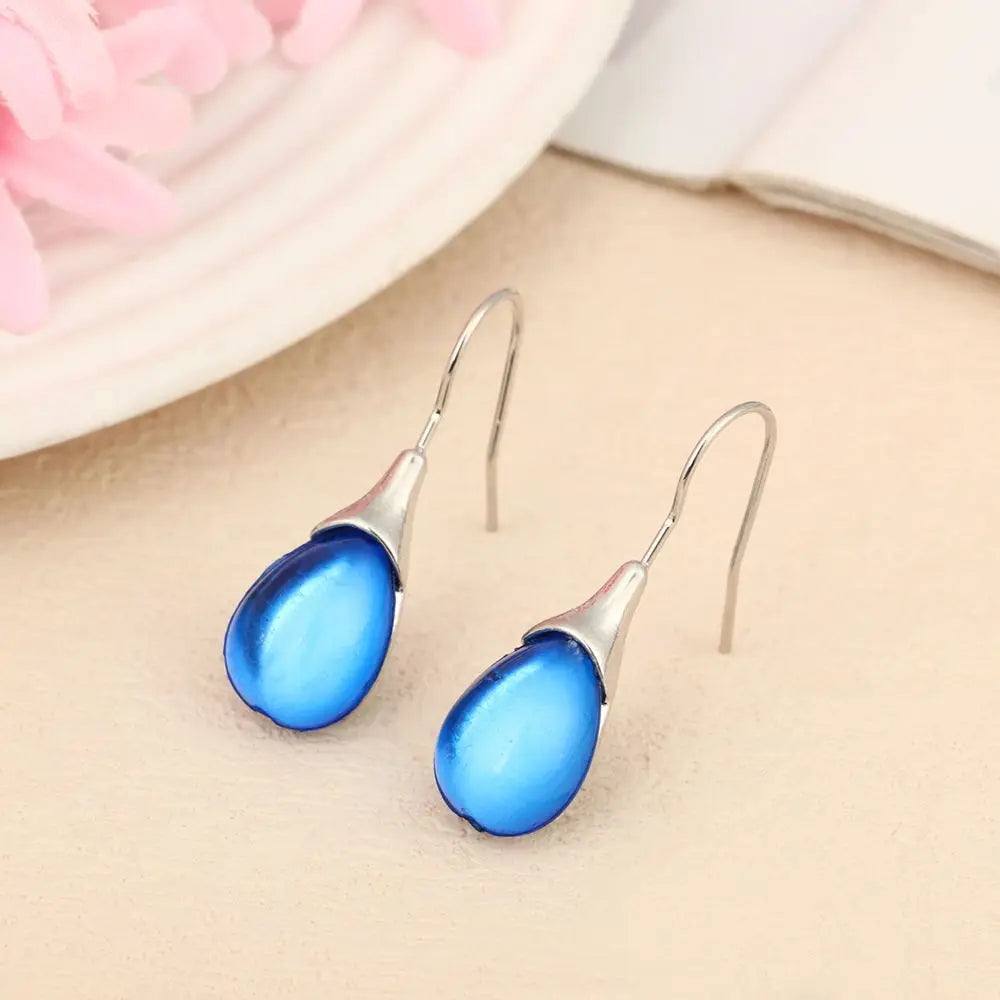 Gold & Blue Stone Dangle Earrings