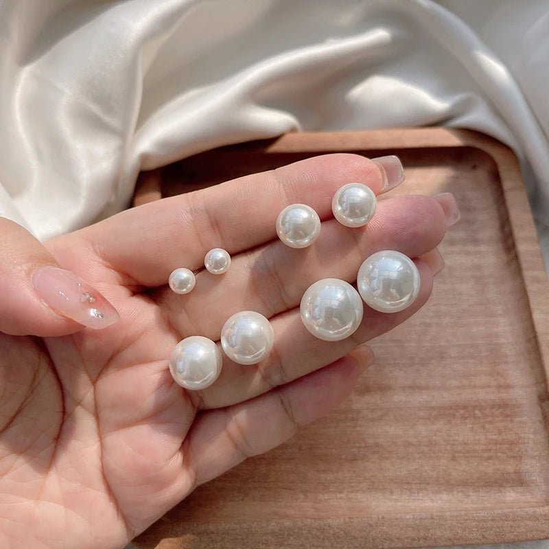 Classic White Pearl Stud Earrings