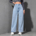 Blue Loose Floor-Length Jeans