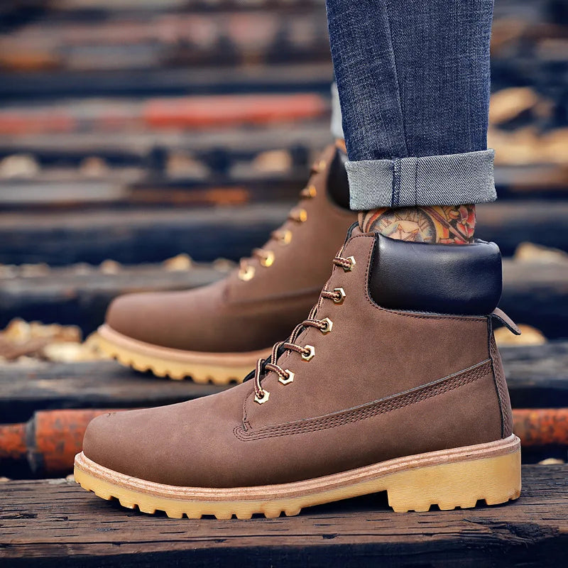 Unisex Leather High-Top Boots