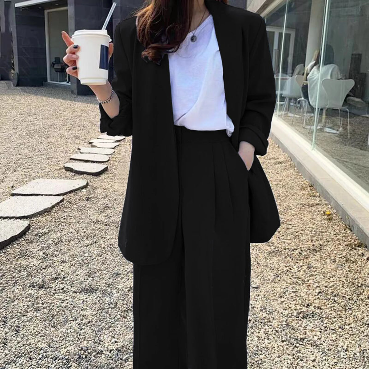 Women's Business Suit – Jacket & Wide-Leg Pants