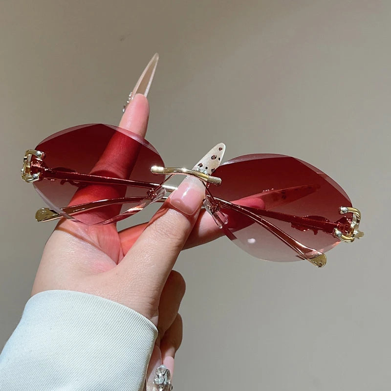 Rimless Rhombus Gradient Sunglasses
