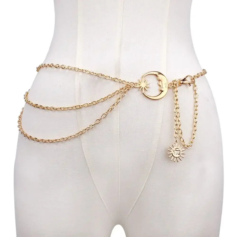 Vintage Sun Metal Waist Chain Belt