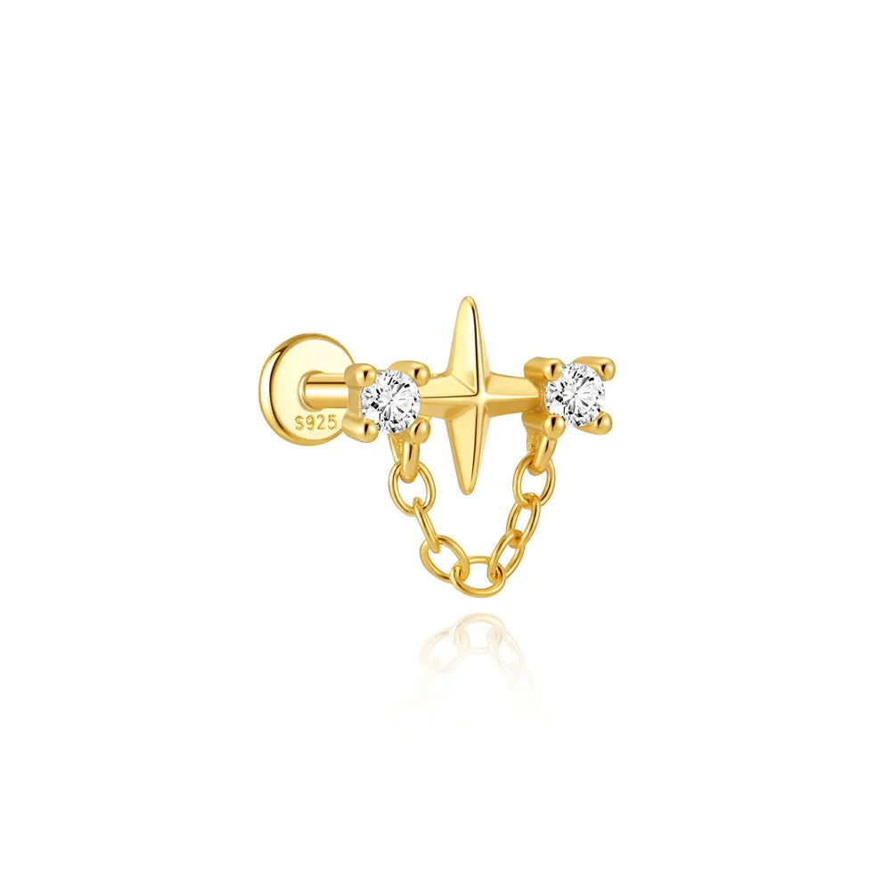 925 Silver Morning Glory Flat Back Stud