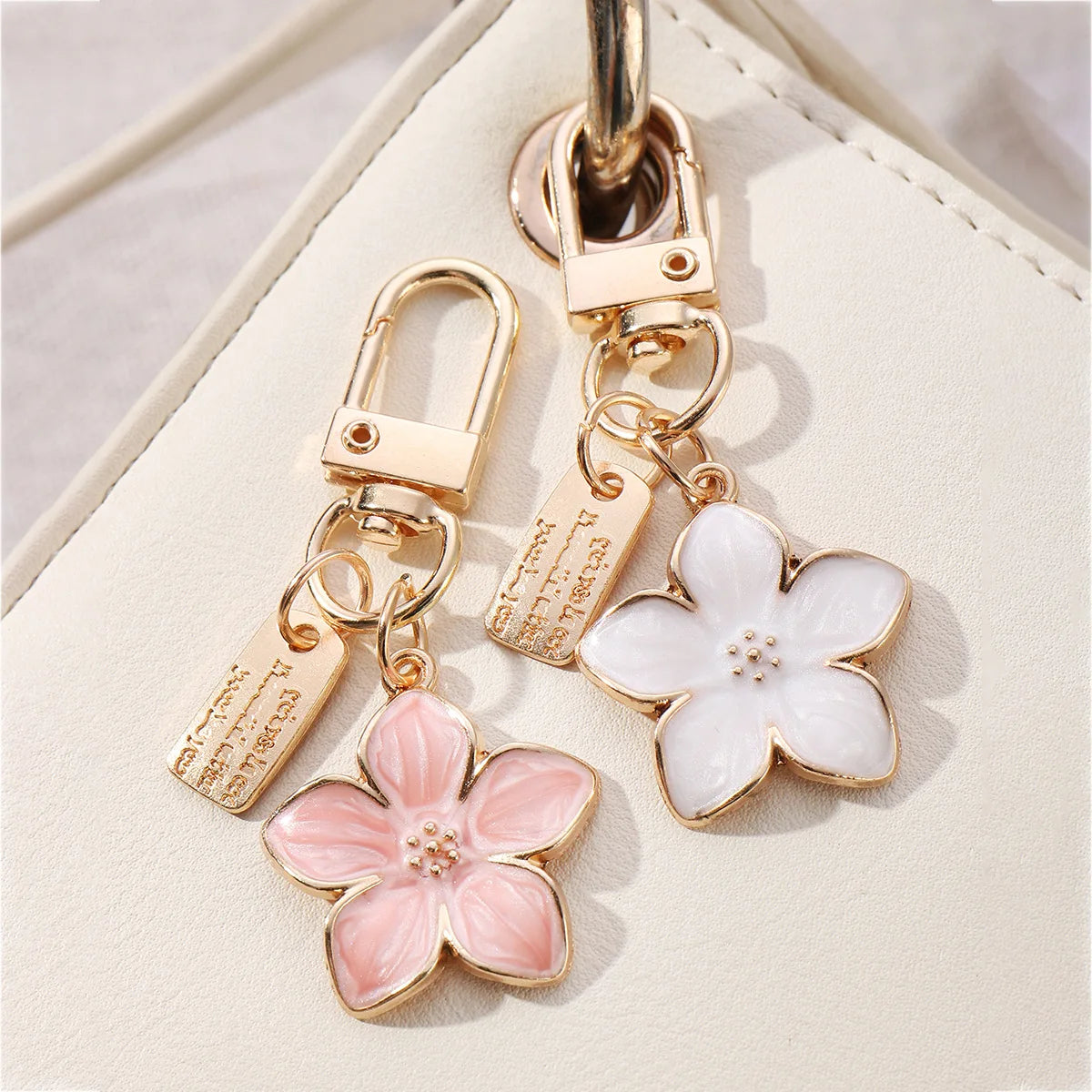 Enamel Cherry Blossom Keychain