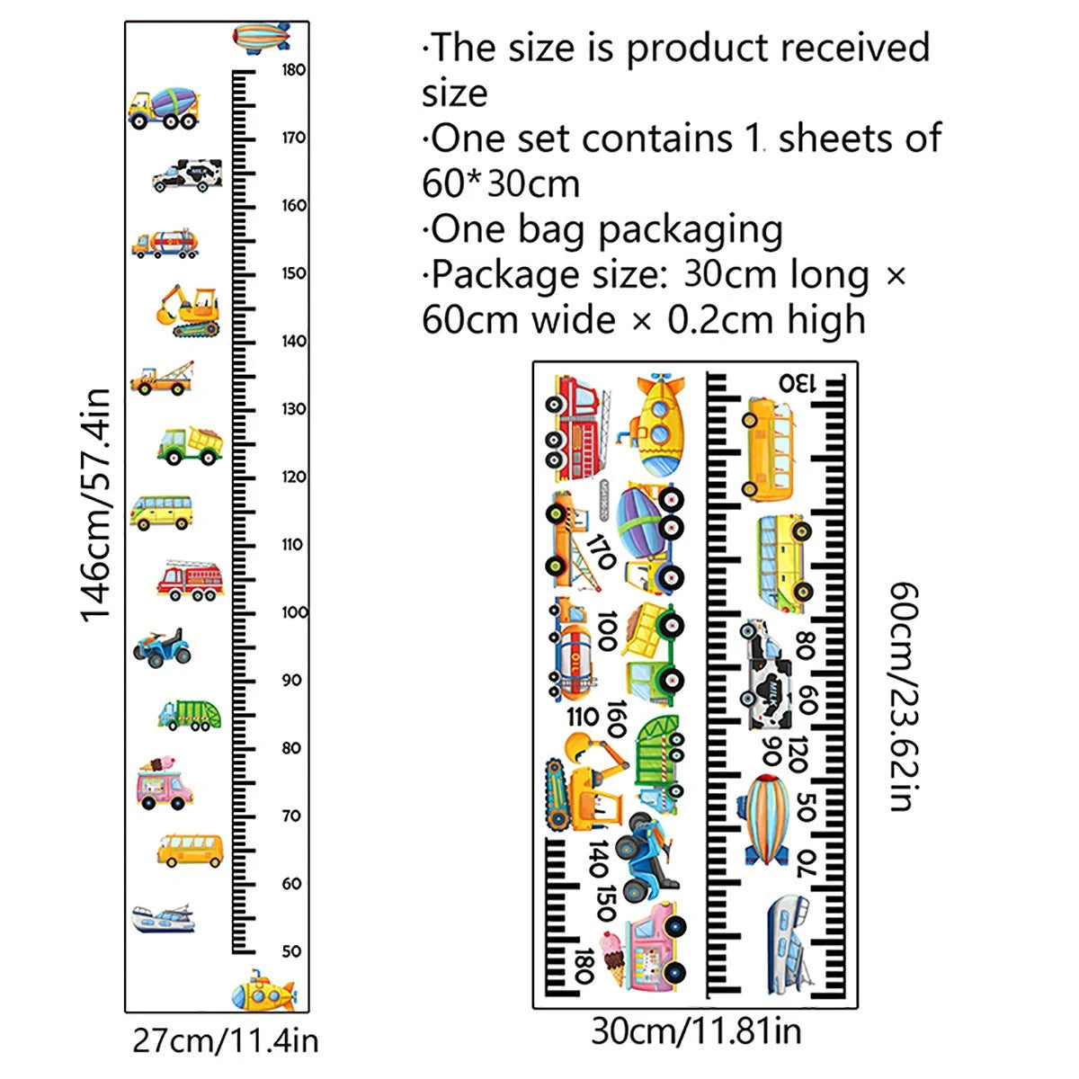 Kids Car Height Chart Wall Sticker