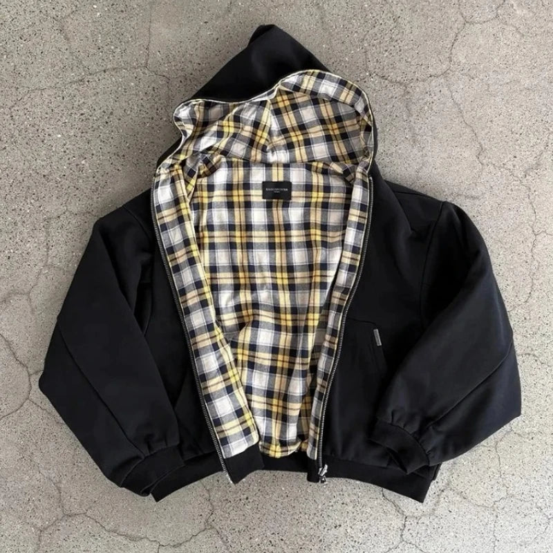 Gothic Print Zip-Up Hoodie
