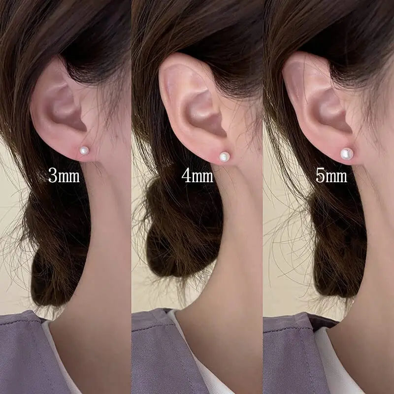 Titanium Steel Pearl Studs (3–8 mm)