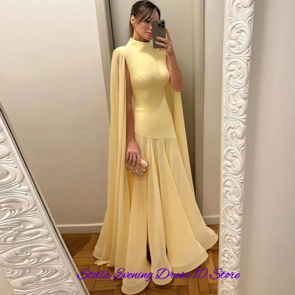 High Collar Chiffon Mermaid Gown