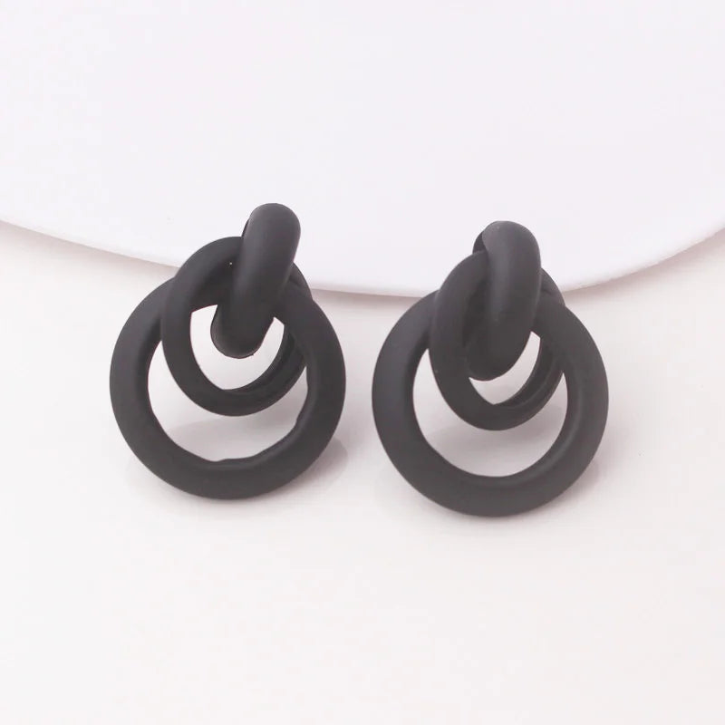 Boho Black Leaf Dangle Earrings