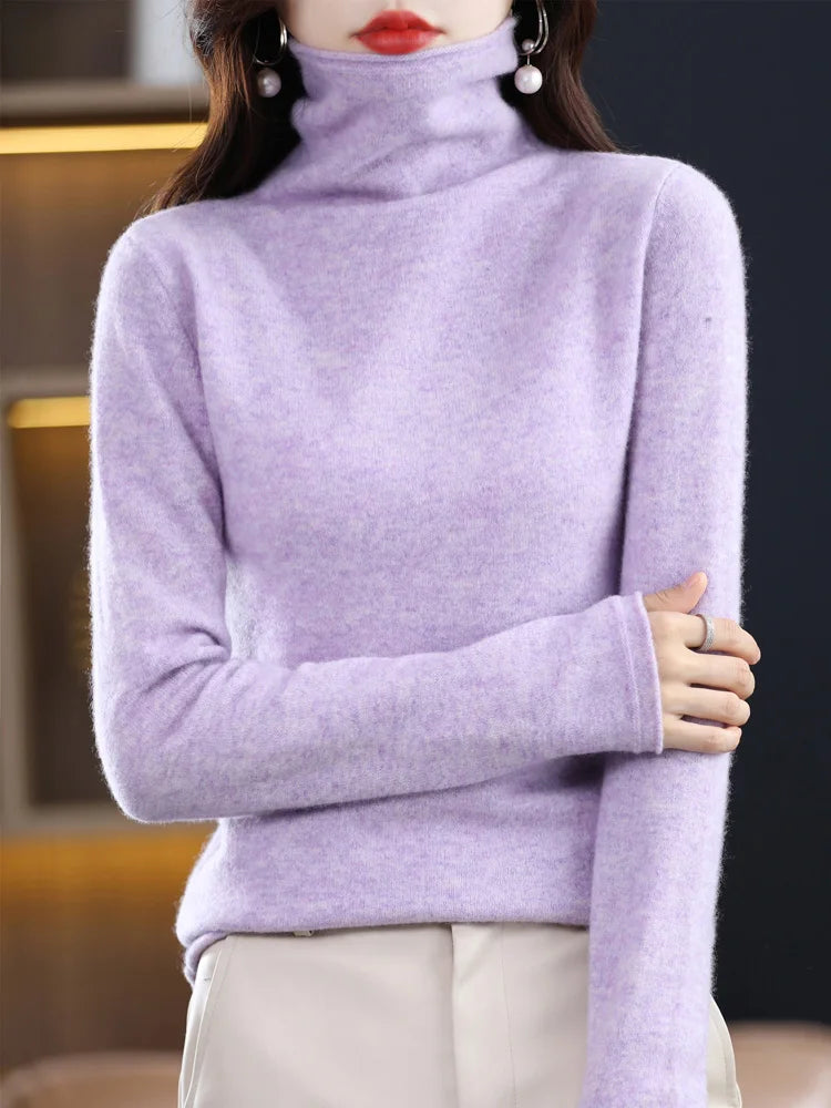 100% Merino Wool Mock Neck Sweater