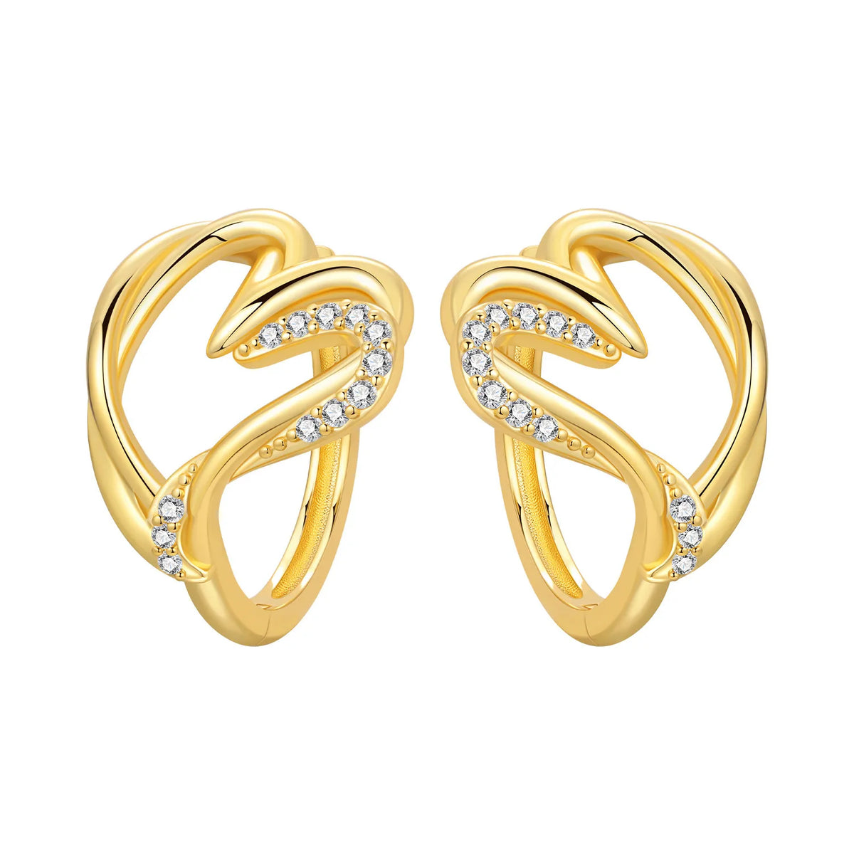 925 Silver Vine Heart Black Zircon Hoops