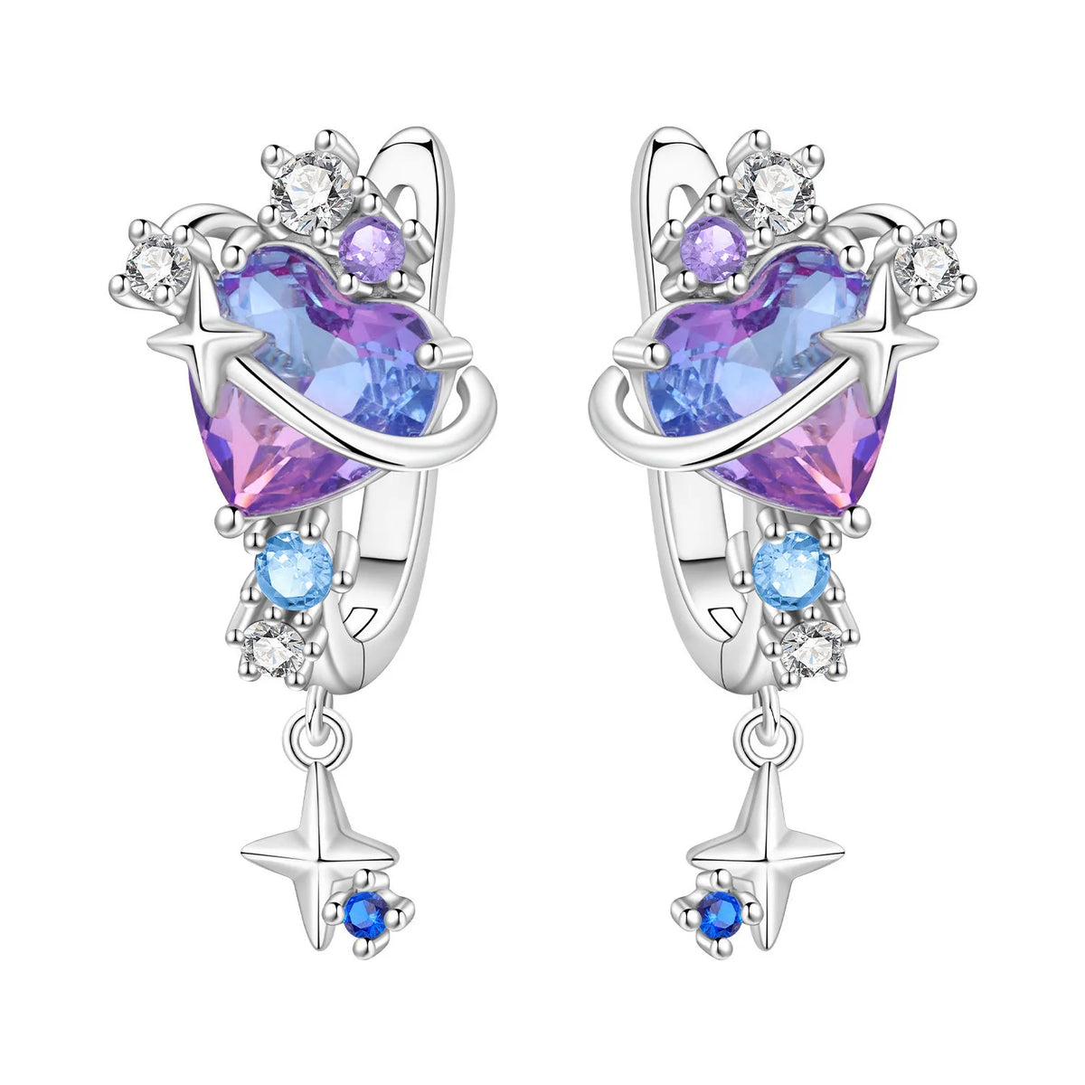 925 Silver Evil Eye Hamsa Drop Earrings